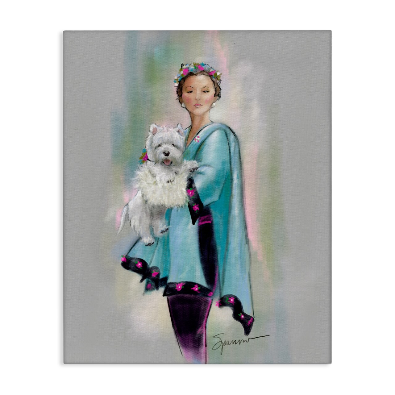 Stupell Industries Dinner Party Woman & Dog Canvas, design by Mary Sparrow